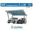 Kit  solar con marquesina para recarga de 2 coches eléctricos - 5.5 kW - Trifásico