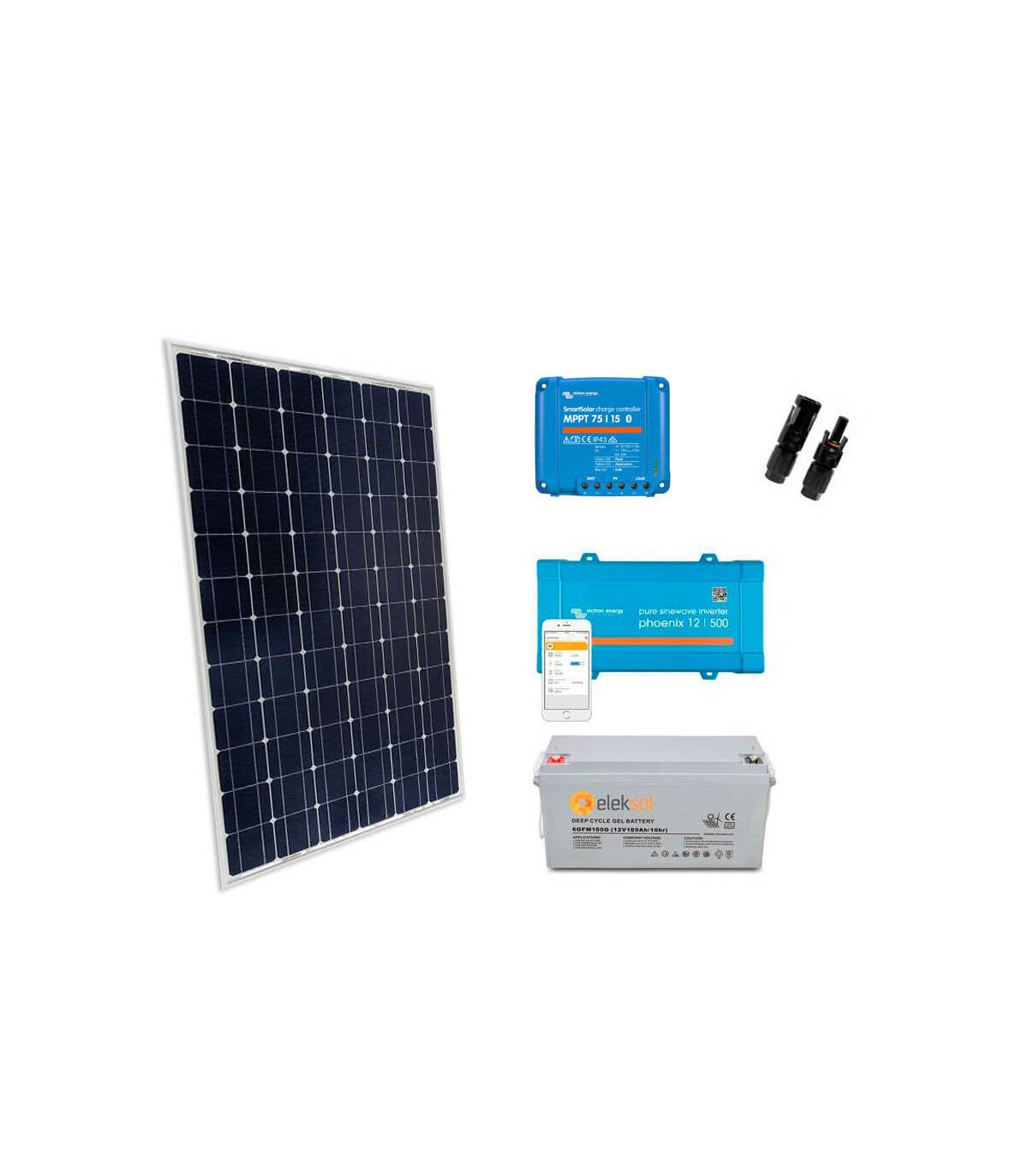 Kit solar camper 175W con batería 100Ah - Fusión Energía Solar