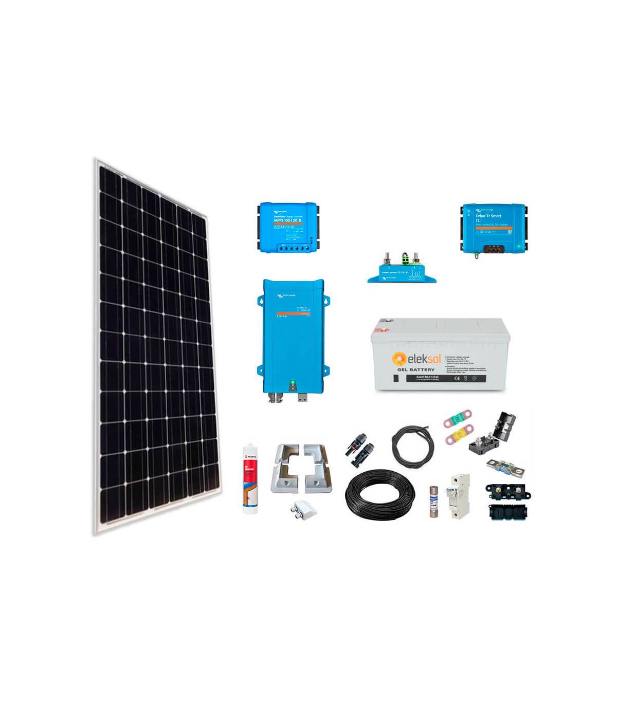 Kit solar camper 305W con batería de 250 Ah y convertidor CC/CC - Fusión  Energía Solar