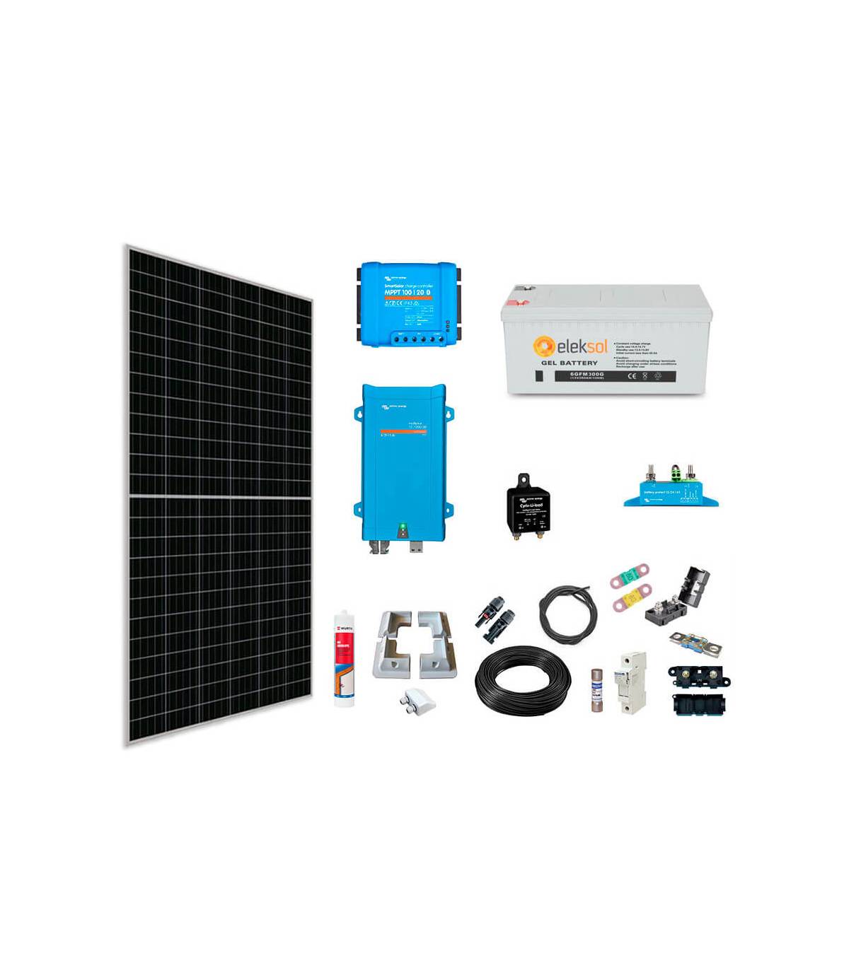 Kit solar caravanas/embarcaciones 215W con batería de litio