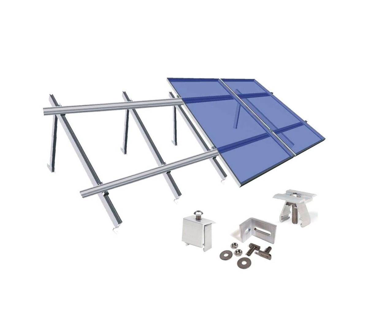 Estructura aluminio para 4 placas en suelo