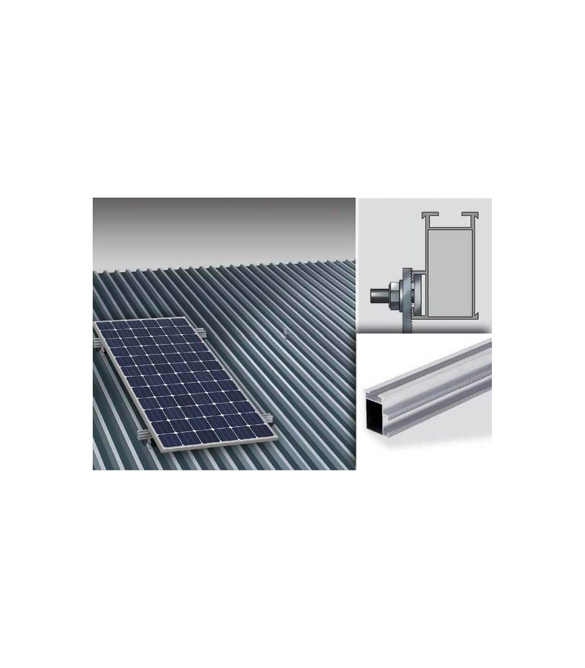 Estructura aluminio para 6 placas en tejado de chapa- Fusión Energía Solar