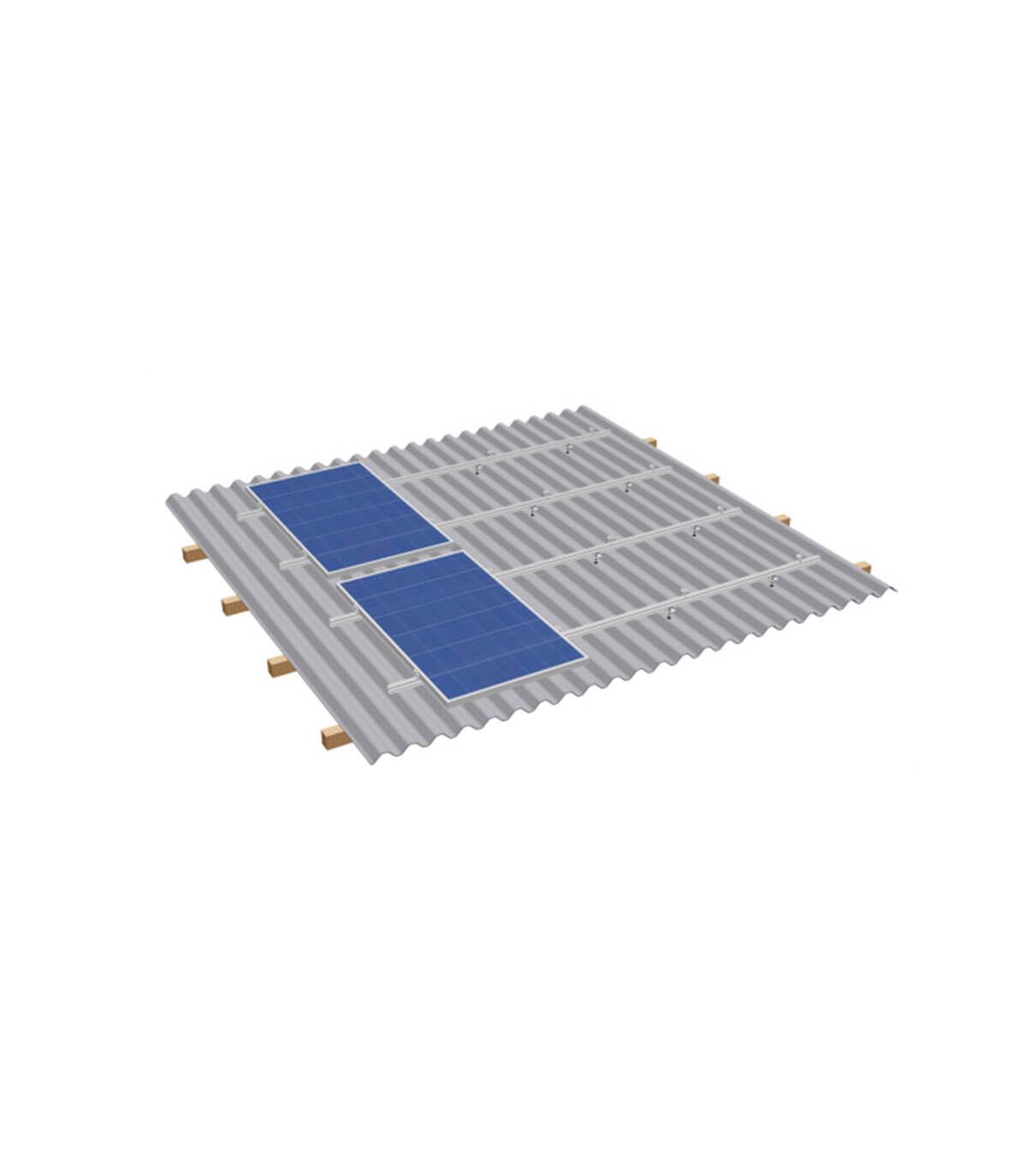 Estructura aluminio para 6 placas en tejado de chapa- Fusión Energía Solar